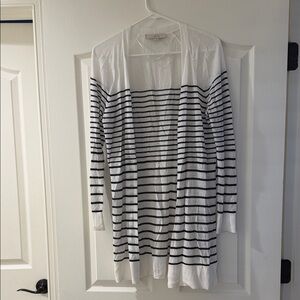 Loft long thin striped cardigan size small GUC